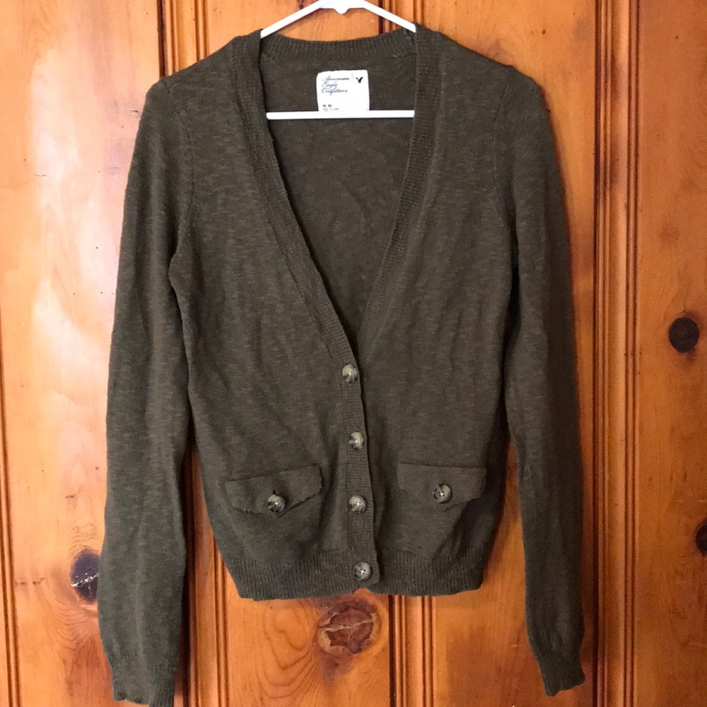 American Eagle - olive green cardigan